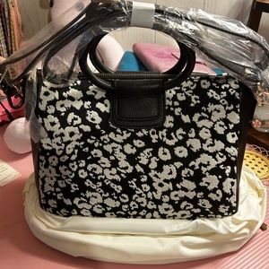 Brand new HOBO Sheila medium leopard black and white bag w/crossbody strap